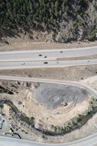 Aerial image of interstate 70 corridor shot with a fixed wing drone.